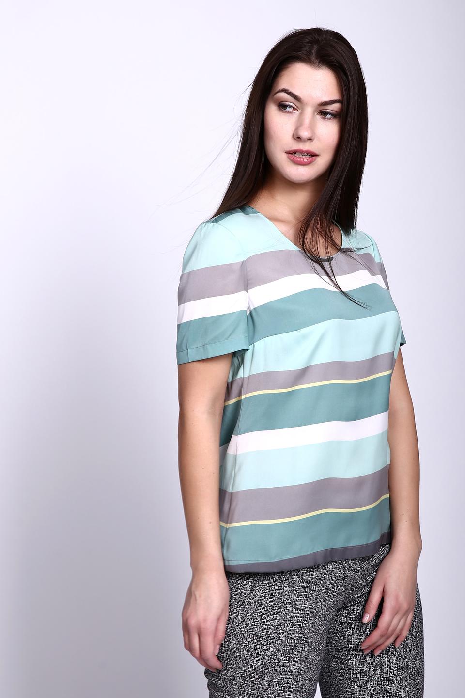 Блуза Gerry Weber полосатая бирюзовая с молнией