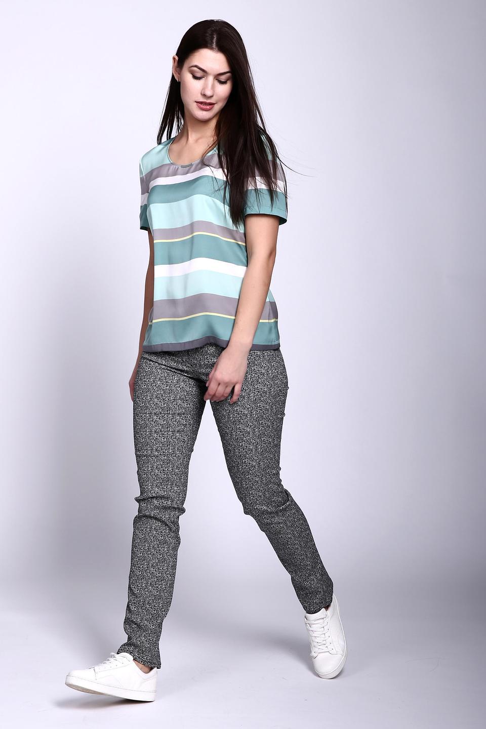 Блуза Gerry Weber полосатая бирюзовая с молнией