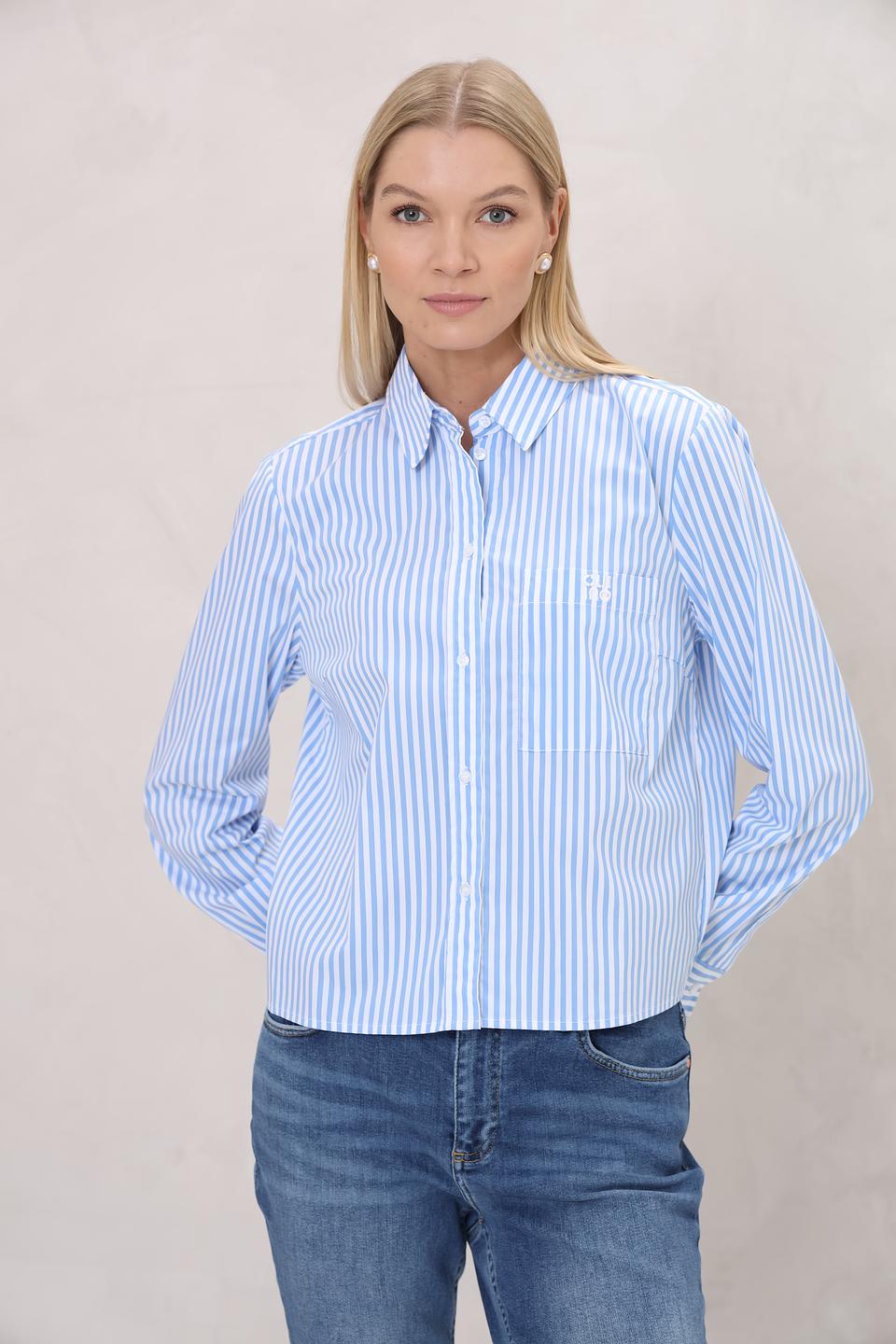 Рубашка Oui в полоску голубую