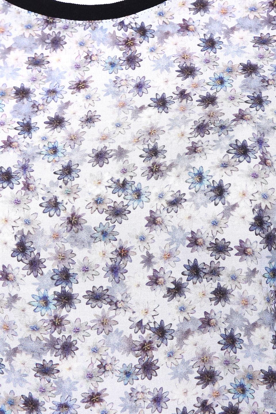 Блуза Pezzo белая с цветочным принтом и полосатым воротом