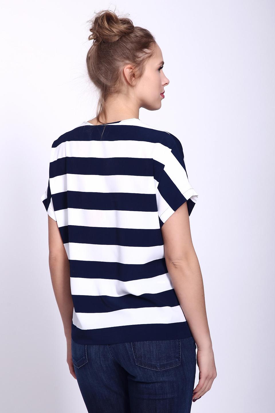 Блуза Pezzo в полоску, синяя с молнией