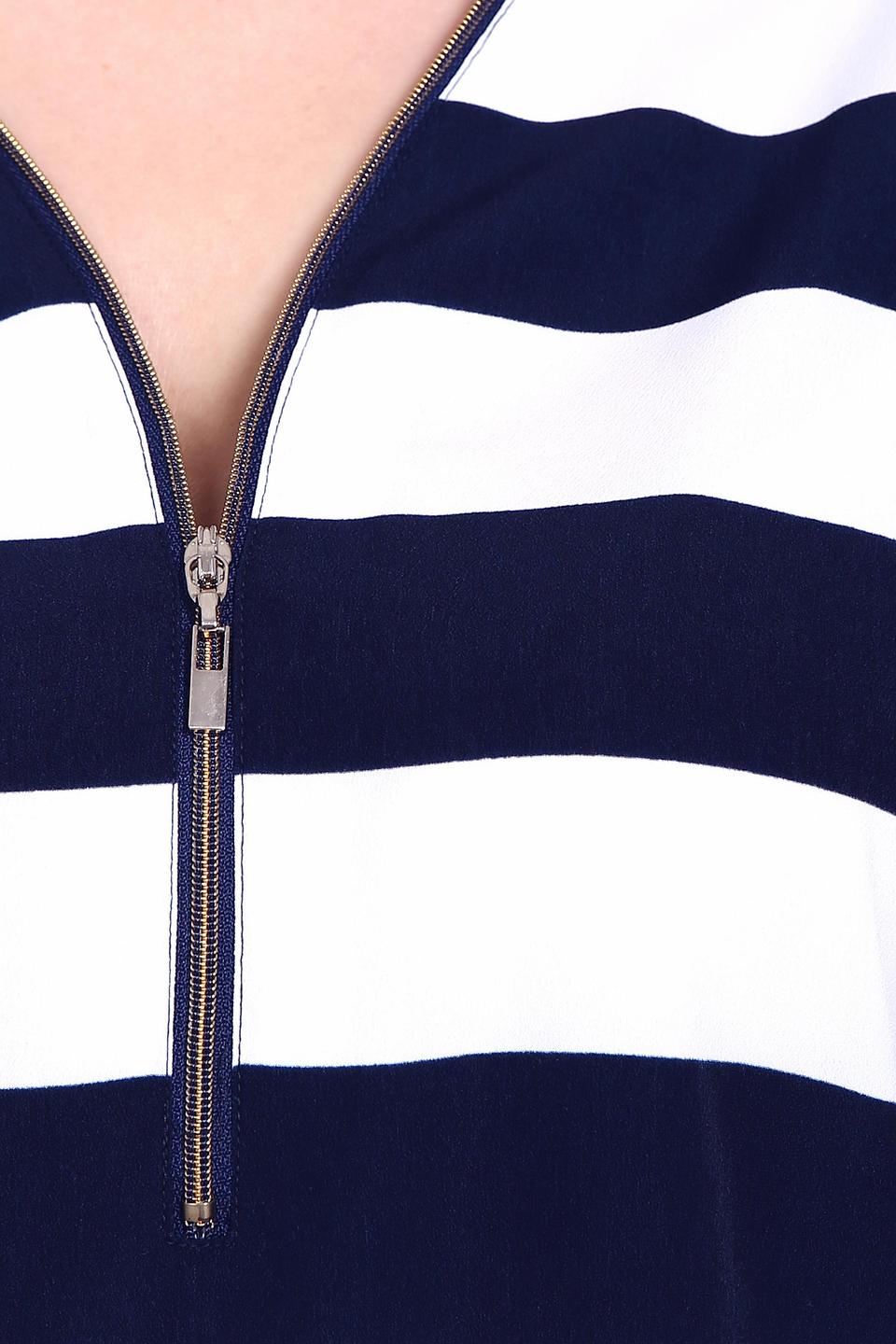 Блуза Pezzo в полоску, синяя с молнией