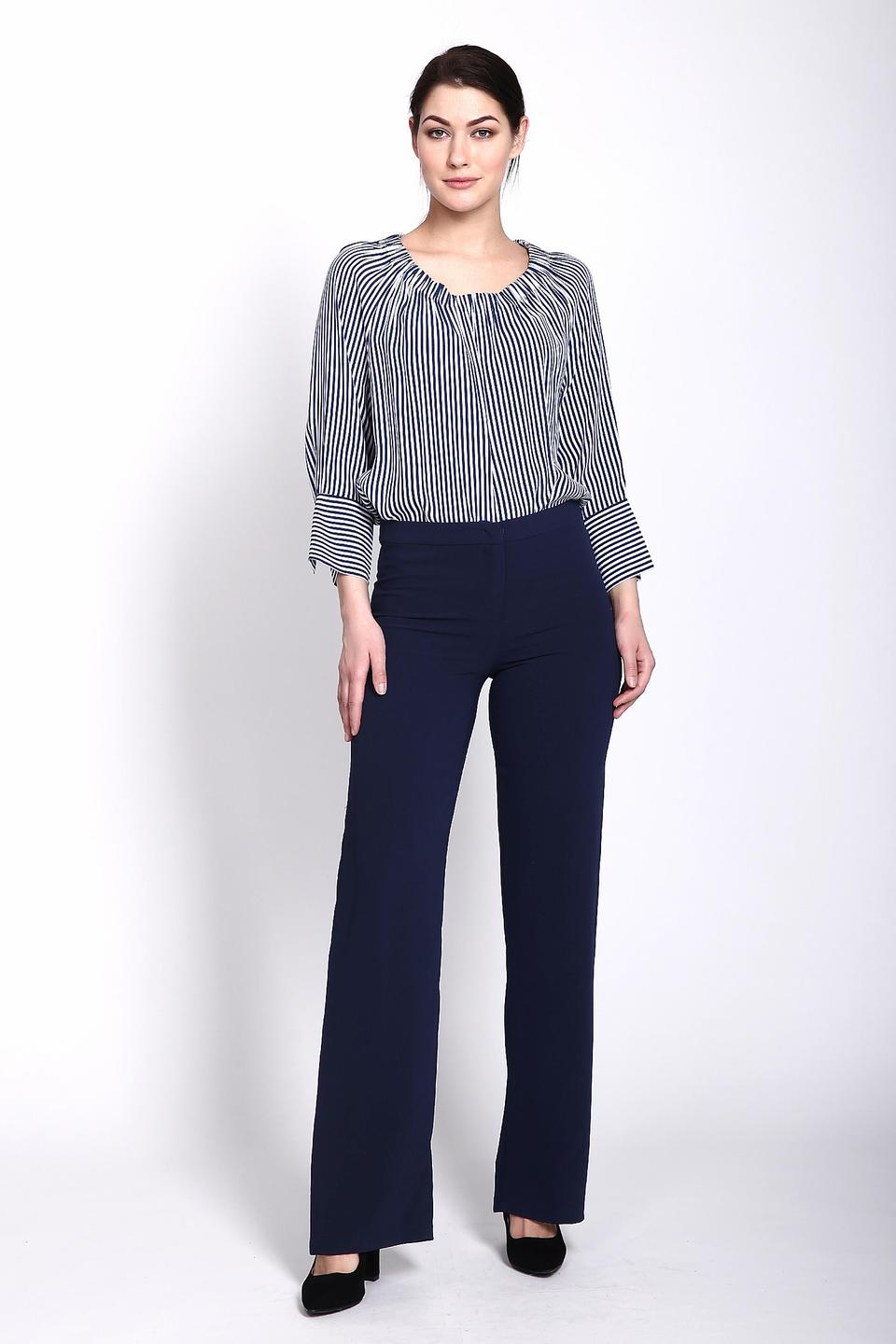 Блуза Erfo сине-белая в полоску с широкими манжетами