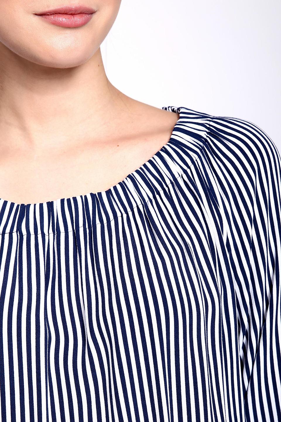 Блуза Erfo сине-белая в полоску с широкими манжетами