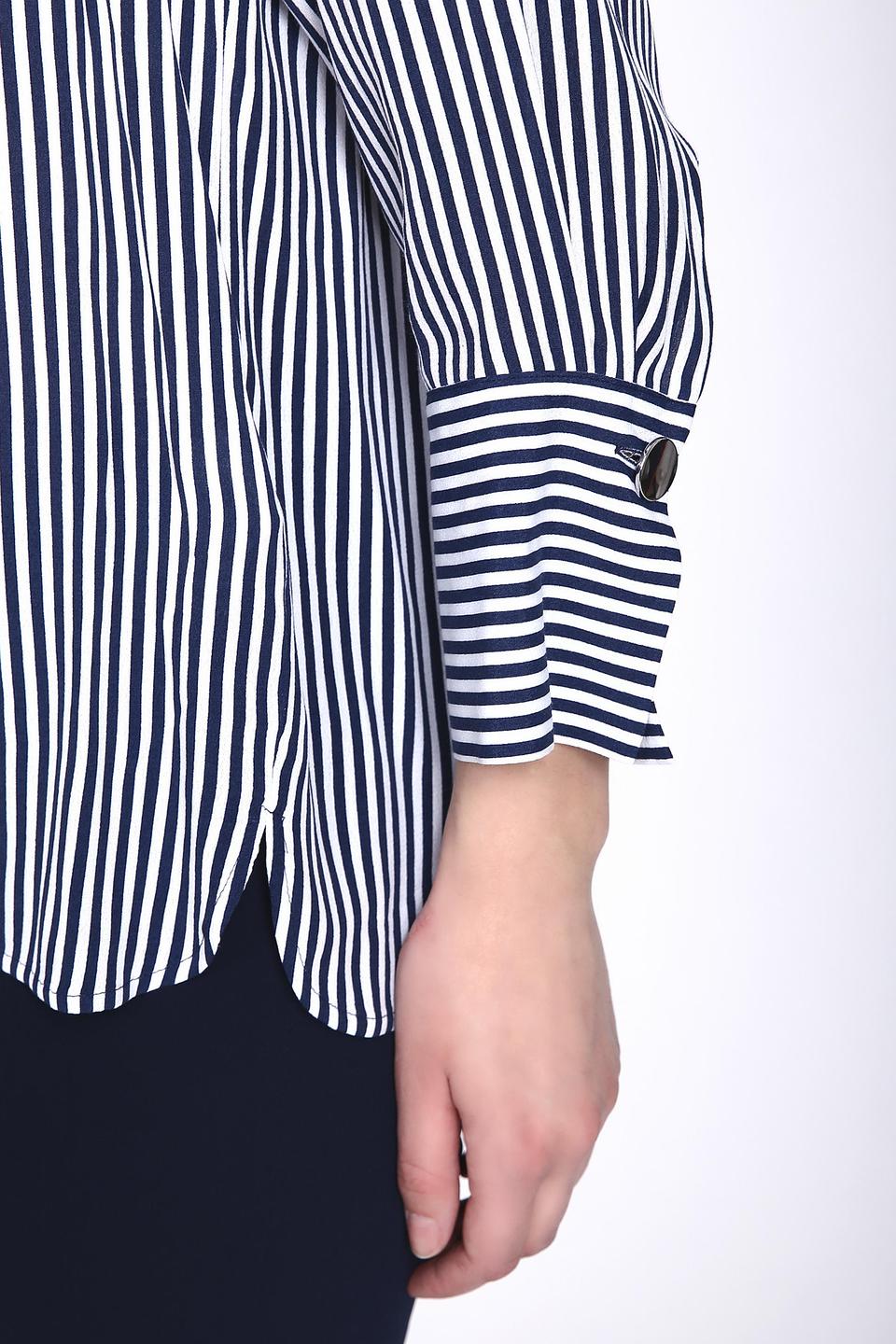 Блуза Erfo сине-белая в полоску с широкими манжетами