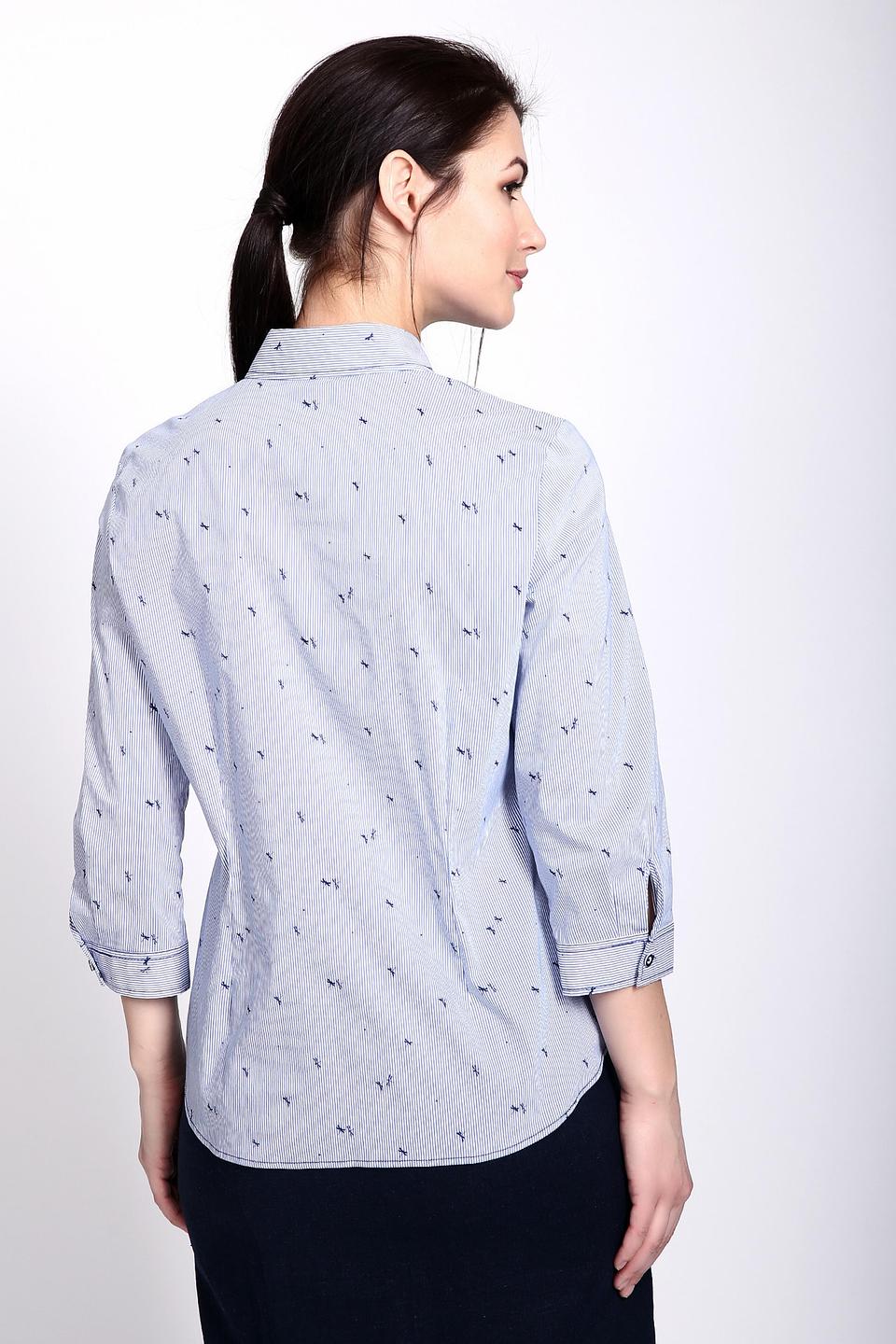 Блуза Erfo голубая в полоску с принтом стрекоз